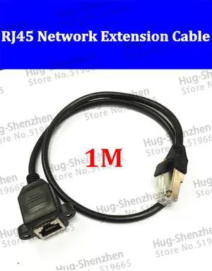 (5pieces/lot) 1M Ethernet LAN RJ45 Network connector female Jack with ear screw holes to male Plug adapter Cable