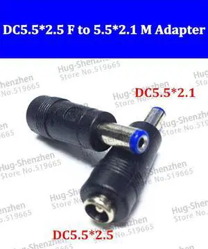 DC5.5*2.5 female to DC5.5*2.1 male notebook/laptop power connector adapter for Computer repair----30pcs/lot