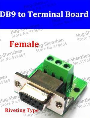 Wholesale 30 pcs  female DB9 Serial Port to terminal RS232 breakout to terminals pin 2/3/5  Riveting type