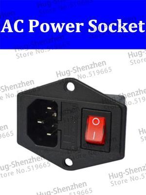 China products 10pcs 3 in 1 Fuse switch socket with light Red,AC power socket Plug 3Pin 10A 250V