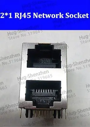 50PCS RJ45 network jack shielded RJ45 socket 8P8C 2*1 socket