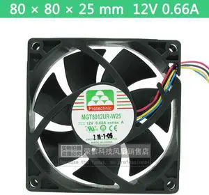 8025 80MM 80*80*25MM Comptuter CPU Cooling fan Protechnic MGT8012UR-W25 like cooler master  FA08025M12LPA 12V 0.66A  with 4pin