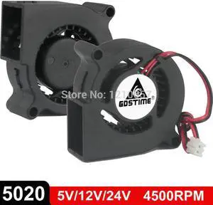 2Pcs/Lot  5020 Blower DC 5V 12V 24V Centrifugal Turbine Fan 50mm x 20mm 5cm 2Pin Cooling Cooler
