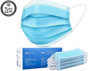ROME CARE 100 Pcs Disposable Face Masks, 3 Ply Disposable Face Mask for Adult Blue