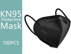 Protective Face Mask, 5-Layer Breathable Protective Mask with Elastic Earloop and Nose Bridge Clip, Disposable Respirator Protection Against 100 Pcs Black