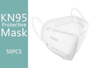 50PCS Protective Face Mask, 5-Layer Breathable Protective Mask with Elastic Earloop and Nose Bridge Clip, Disposable Respirator Protection Against White
