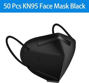 ROME CARE 50pcs KN95 Face Mask Black 5 Layer Cup Dust Safety Masks Filter Efficiency95% Breathable Elastic Ear Loops Black Masks