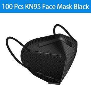 ROME CARE 100pcs KN95 Face Mask Black 5 Layer Cup Dust Safety Masks Filter Efficiency95% Breathable Elastic Ear Loops Black Masks