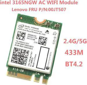 Dual Band Wireless-AC 3165 NGFF  Intel 3165NGW M.2 802.11ac WiFi 433Mbps WLAN Card+BT 2.4G/5Ghz Network For Lenovo Laptop
