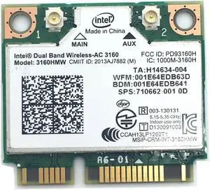 Card for HP Intel 3160 3160HMW Mini PCI-e Wifi bluetooth laptop card Dual Band 2.4ghz 5Ghz 802.11ac Wireless AC + Bluetooth