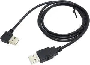 CYDZ USB 2.0 Male to Male Data Cable 100cm Reversible Design Left & Right Angled 90 Degree 1M