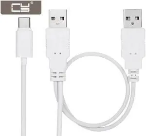 CYDZ USB 3.1 Type C USB-C to Dual A Male Extra Power Data Y Cable for Cell Phone & Hard Disk