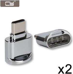 CYDZ USB-C USB 2.0 Type C to Micro SD SDXC TF Card Reader Adapter for Laptop & Cell Phone 2pcs