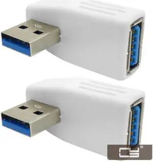 CYDZ White 90D USB 3.0 Male to Female Vertical Left Angled Adapter for Retina Mac-Book