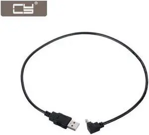 CYDZ Mini USB 2.0 B Type 5pin Male Down Angled 90 Degree to USB Male Data Cable 0.5M