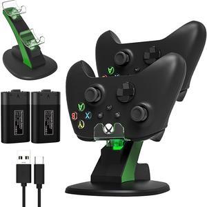  Fosmon Dual 2 MAX Charger with 2x 2200mAh Rechargeable Battery  Pack Compatible with Xbox Series X/S(2020), Xbox One/One X/One S Elite  Controllers, High Speed Charging Docking Station Kit - Black 