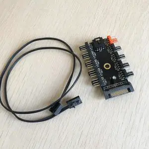 5pcs/lot PC Computer SATA 1 to 10 Multi Way Splitter mainboard cpu Cooler Cooling Fan Hub 3pin 12V Power Socket PCB Adapter