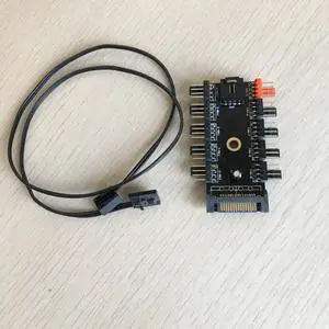 PC Computer SATA 1 to 10 Multi Way Splitter mainboard cpu Cooler Cooling Fan Hub 3pin 12V Power Socket PCB Adapter