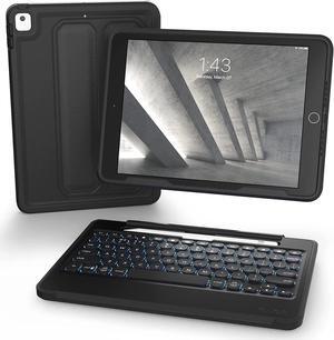 Rugged Book iPad Case with Detachable Magnetic-Hinged Keyboard for iPad Air 3, iPad Pro 10.5" & 10.2" (9th Gen), Multi-Device Bluetooth, Apple Pencil Holder, Long-Lasting Battery, Wireless, Black