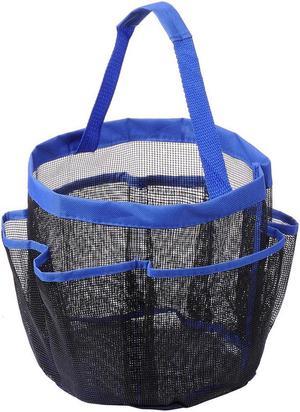 Aquaterior 8 Pocket Shower Caddy Tote Portable Quick Dry Makeup Bag Blue for Gym Pool Travel