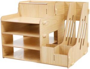 WEI&WEN Wooden Office Desk Organizer Set, Home Office Supply Storage Rack