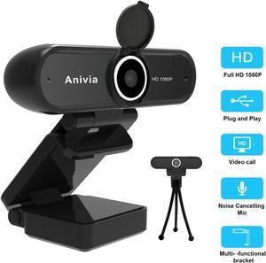 Anivia 1080P Full HD Webcam With Lens Cover - Pro Web Camera With Stereo Microphone - USB Plug And Play PC Laptop Desktop Mac Video Calling, Conference Live(tripod not included)