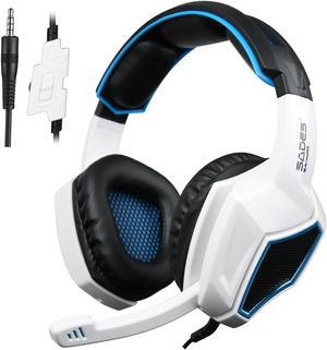 PS4 Xbox One Gaming Headset-SA920 3.5mm Wired Over Ear Stereo Headphones with Microphone for PC iOS Computer Gamers Smart Phones Mobiles(White Black)