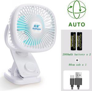 SLGOL Stroller Fans Mini USB Desk Clip Fan,2021 Newest Table Fan 40 Hours(Max Working Time) 360° Rotation 4000mah Battery Super Quiet Fan for Outdoor/Indoor Baby Car/Travel/Office/Camping(White)