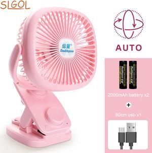 SLGOL Stroller Fans Mini USB Desk Clip Fan,2021 Newest Table Fan 40 Hours(Max Working Time) 360° Rotation 4000mah Battery Super Quiet Fan for Outdoor/Indoor Baby Car/Travel/Office/Camping(Pink)