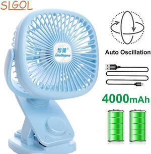 SLGOL Stroller Fans Mini USB Desk Clip Fan,2021 Newest Table Fan 40 Hours(Max Working Time) 360° Rotation 4000mah Battery Super Quiet Fan for Outdoor/Indoor Baby Car/Travel/Office/Camping(Blue)