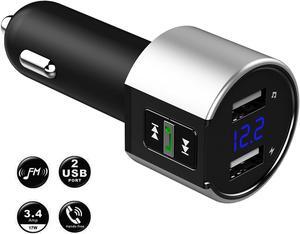 SLGOL Bluetooth FM Transmitter for Car, Wireless Bluetooth FM Radio Adapter Car Kit with Hands-Free Calling and 2 Ports USB Charger 5V/3.4A&1A - intl