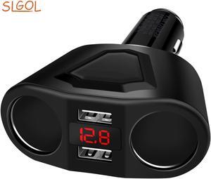 SLGOL USB Car Charger , Multiple Ports Phone Car Adapter 12V/24V 120W Dual USB Ports 3.1A with 2 Socket Splitter - intl