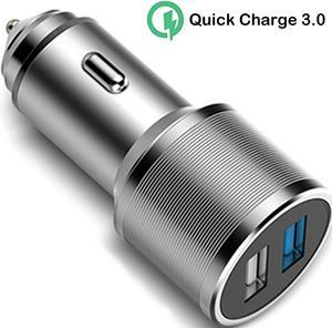 SLGOL USB Car Charger, Q-Shop Quick Adapter 3.0 30W, Metal Fast Dual USB Car Adapter,Power Drive Speed , iPhone X/8 Samsung Galaxy S8/Note 8 Huawei P10