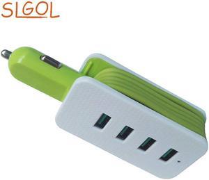 SLGOL Multi USB Car Charger, 4.8A Rapid Charging 4 Port USB Car Charging Hub Station Compatible for iPhone Xs Max/XR/XS/X/8/8 Plus,iPad Pro/Air 2/Mini,Samsung Galaxy S10/S10 Plus/S9/S9 Plus/S8