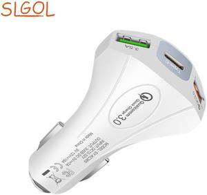 SLGOL Car Charger, QC 3.0 Dual USB With Type-C Quick Charge 40W 7.0A Emergency Window Breaker Hammer For Fast Charging Your Phone(White)
