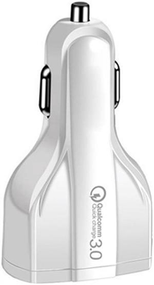 SLGOL Car Charger 3 Ports USB QC3.0 Fast Charging Adapter For All Android & iOS Devices(White)
