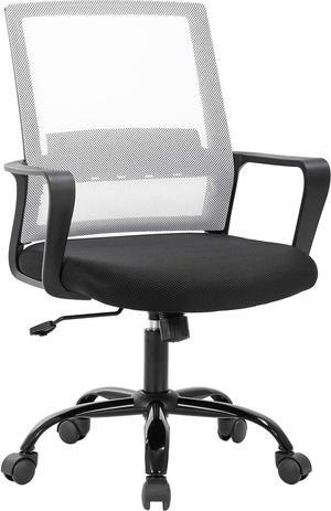 Computer Chair Office Chair Desk Chair Swivel Rolling Ergonomic Executive Lumbar Support Task Mesh Chair Adjustable Stool for Home&Office,White