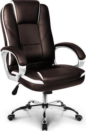 NEO CHAIR Office Chair Computer Desk Chair Gaming - Ergonomic High Back Cushion Lumbar Support with Wheels Comfortable Brown Leather Racing Seat Adjustable Swivel Rolling Home Executive