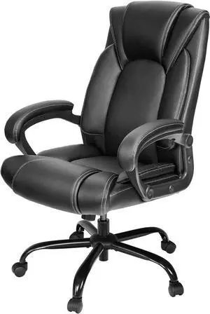 Office Chair Executive Office Chair Desk Chair Computer Chair with 5-Year hydrolysis-Resistant Leather Spring Cushion Ergonomic Support Tilting Function Upholstered in Bonded Leather Black