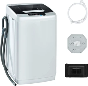COSTWAY 8.8LBS Portable Washing Machine, Full-Automatic w/Drain Pump, White COSTWAY 8.8LBS Portable Washing Machine, Full-Automatic w/Drain Pump, White