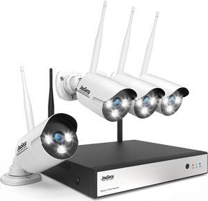 Gadpiparty 8CH Wireless Security Camera System, Jousecu 3MP CCTV Surveillance NVR Recorder with 4pcs 3.0MP HD WiFi Camera for Outdoor/Indoor Use, Full Color Night Vision, Waterproof, No Hard Drive