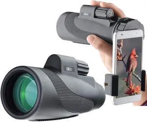 12X50 Monocular Telescope with Smartphone Holder - Waterproof Fog-Proof Shockproof Scope BAK-4 Prism FMC for Bird Watching Hunting Camping Traveling Wildlife Scenery