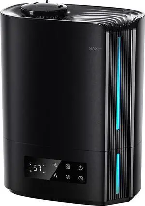 6L Humidifiers for Bedroom Large Room & Essential Oil Diffuser, Ultrasonic Top Fill Cool Mist Humidifiers for Baby, Plants, Nursery Last up to 60 Hours, Smart Humidistat Control, Quiet, Black