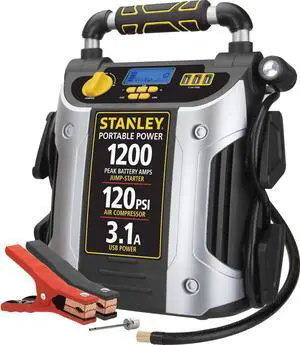 J5C09D 1200 Peak Amp Automotive Jump Starter, Portable Power  2.1A/10W USB Port, 120 PSI Air Compressor