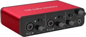 2i2 Audio Interface Audio Interface USB Microphone Preamps with 48V Phantom Power 24 Bit Support Smartphone/Tablet/Computer and Other Equipment RecordingNo DAW Recording Software