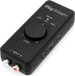 IK Multimedia iRig Stream stereo audio interface for iPhone, iPad, Mac, iOS and PC with USB-C, Lightning and USB for 24-bit, 48 kHz recording from mixers and studio gear