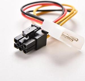 ZHIJIADA Cable Adapter PC Video Card Connector Cable Converter Cord 1Pcs 17cm 4 Pin Molex IDE To 6 Pin PCI-E Graphic Card Power Supply