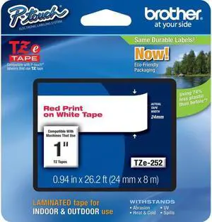 Brother - Labels - laminated tape - white, red - Roll (2.4CM X 7.9M) - 1 pcs.