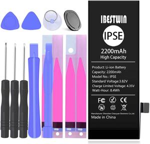 Battery for iPhone SE IBESTWIN Upgraded High Capacity 2200mAh Replacement Battery for IP SE with Full Remove Tool Kit Adhesive and Instruction