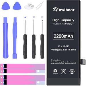 uowlbear 2200mAh Battery for iPhone SE A1662 A1723 A1724 with Complete Replacement Kits and 2 Set Adhesive Strips -0 Cycle High Capacity